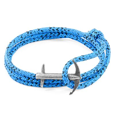 Bracelet Argent et Corde Ancre Amiral Bleu Noir
