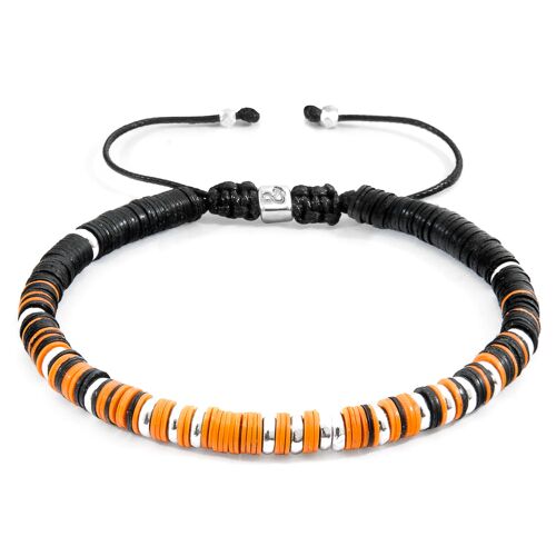 Orange Kariba Silver and Vinyl Disc Macrame Bracelet