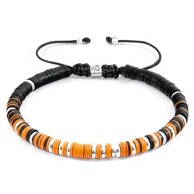 Orange Kariba Silber und Vinyl Disc Makramee Armband