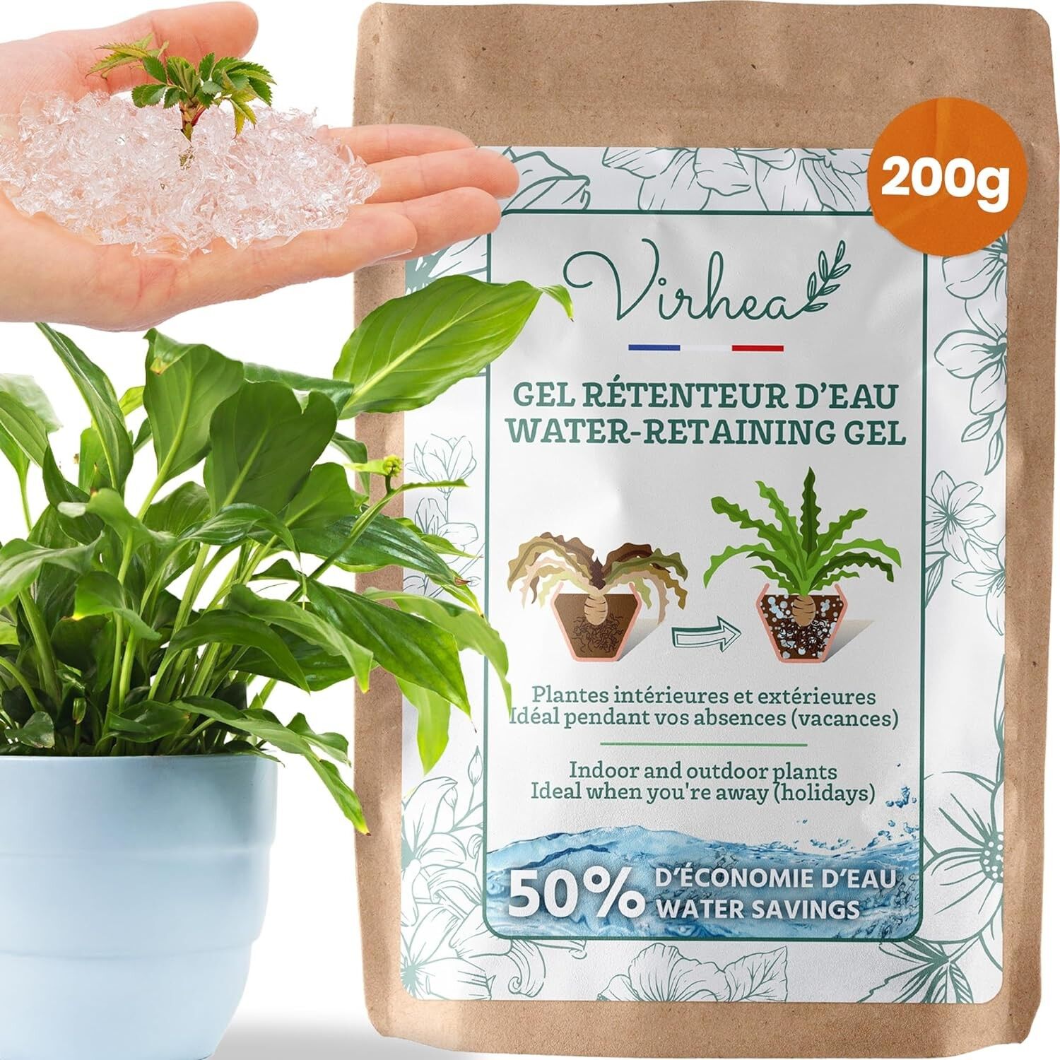Idrogel Per Piante 1kg - Granuli Assorbenti, Riduce Annaffiature Del 50% - Foto 10