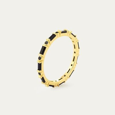 Anouk Black Gold Ring- Mint Flower -
