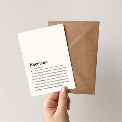 Husband definition: greeting card with envelope