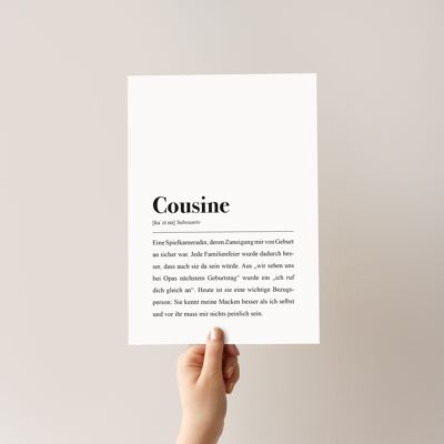 Cousin definition: A4 poster