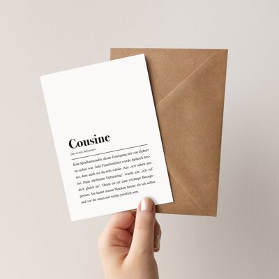 Cousine Definition: Grußkarte mit Umschlag