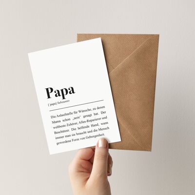 Definición de papá: tarjeta de felicitación con sobre