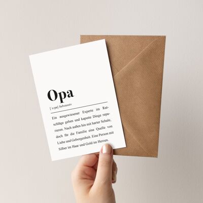Opa Definition: Grußkarte mit Umschlag