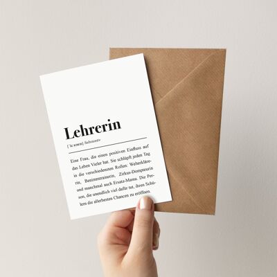 Lehrerin Definition: Grußkarte mit Umschlag