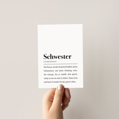 Postkarte: Schwester Definition