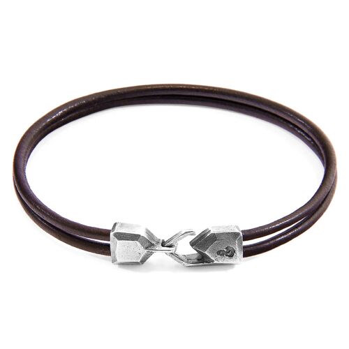 Mocha Brown Cromer Silver and Round Leather Bracelet
