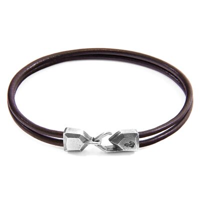 Bracciale in argento Cromer marrone moka e pelle rotonda