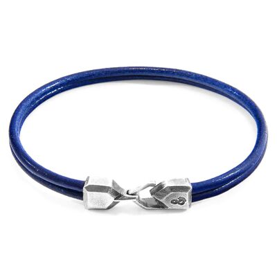 Bracelet Argent Cromer Bleu Azur et Cuir Rond