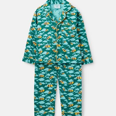 Busy Bees Boys Button-Up Pyjamas aus Bio-Baumwolle