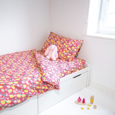Set biancheria da letto singola di lusso per ragazze rosa scuro Lemon Grove in cotone biologico