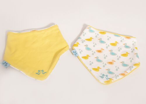 Ducks Pack of 2 Baby Dribble Bibs in Organic Cotton