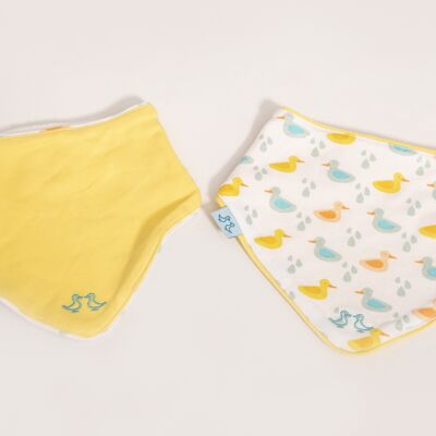 Ducks Pack of 2 Baby Dribble Bibs in Organic Cotton