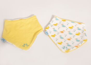 Lot de 2 Bavoirs Dribble pour Bébé Canards en Coton Bio 1