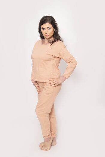 Ensemble de salon pour femme en jersey rose en coton biologique 3