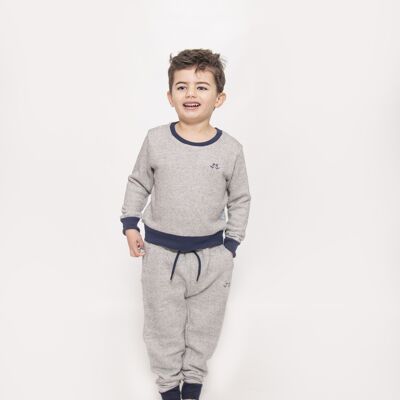 Conjunto de salón de jersey gris para niño en 100% algodón