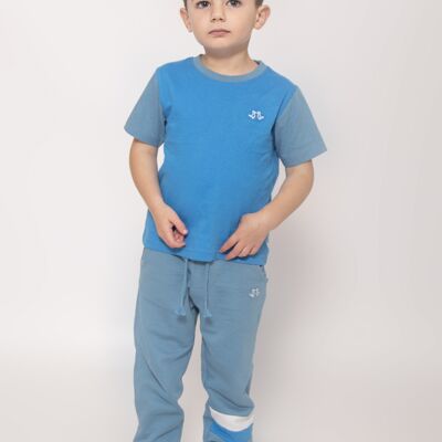 Camiseta Lounge de punto azul para niño en algodón orgánico
