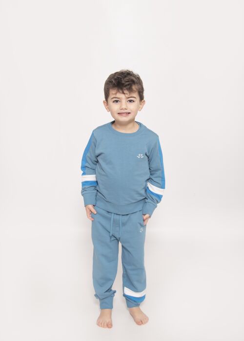 Boys Blue Jersey Lounge Set in Organic Cotton