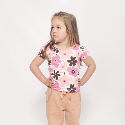 T-shirt de détente en jersey rose pour fille en coton biologique