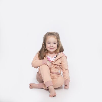 Felpa con cappuccio in jersey rosa per bambine in cotone biologico