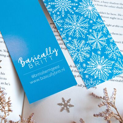 Marque-page bleu hiver / flocons de neige Doodles