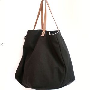 Sac cabas noir uni biais or