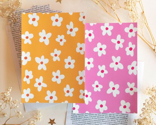 Flower Postcards - Set of 2 - Pink & Orange