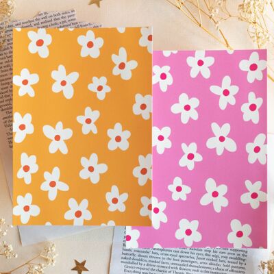 Blumenpostkarten – 2er-Set – Pink & Orange