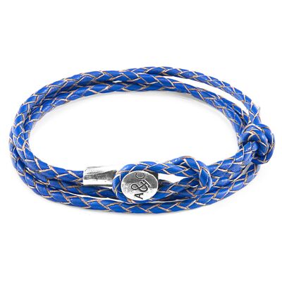 Royal Blue Dundee Silver y pulsera de cuero trenzado