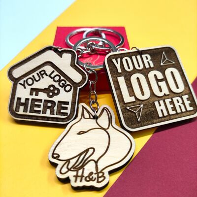 Wooden keyring your logo here, personalized keychain for business, free customize, keyring for rental home and room