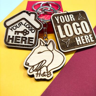 Wooden keyring your logo here, personalized keychain for business, free customize, keyring for rental home and room