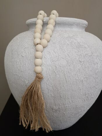 Boho perles naturelles avec pompon..petit - 1 set 1
