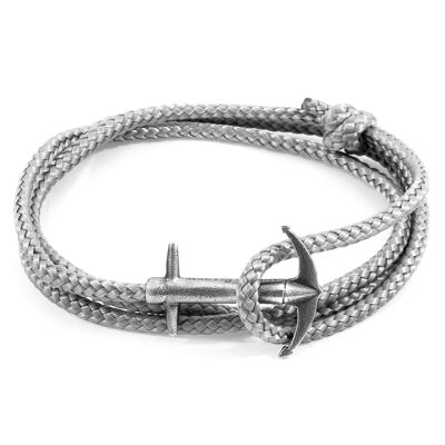 Clásico gris almirante ancla plata y pulsera de cuerda