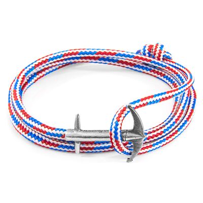 Project-RWB - Bracelet en argent et corde avec amiral rouge, blanc et bleu