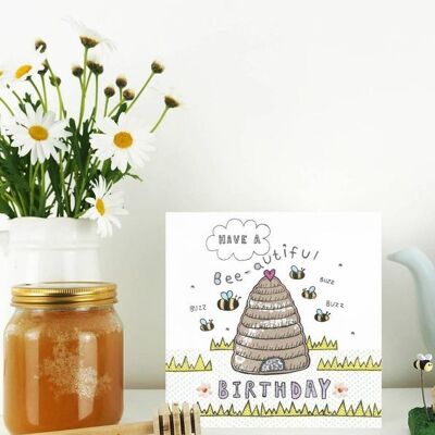 Tarjeta de cumpleaños de abeja autiful