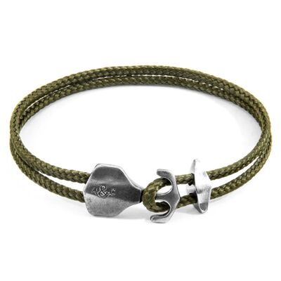 Khaki Green Delta Anchor Silver and Rope Bracelet
