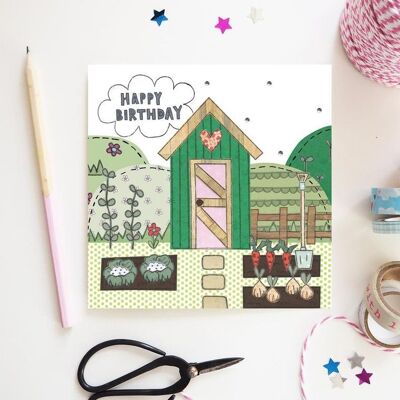 Allotment Shed Birthday Card