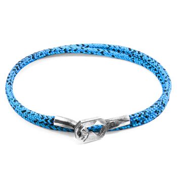 Bracelet Argent et Corde Blue Noir Tenby 1