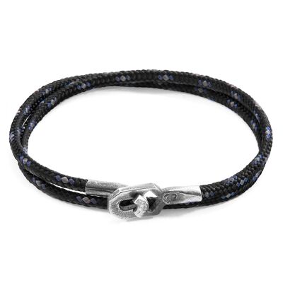 Schwarzes Tenby Silber und Seil Armband