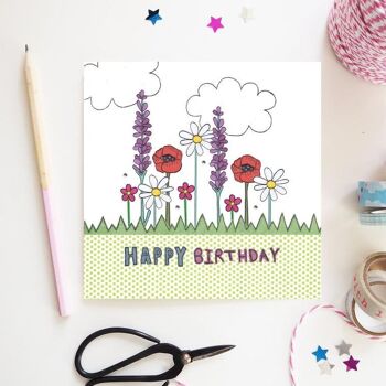 Carte d'anniversaire fleur 1