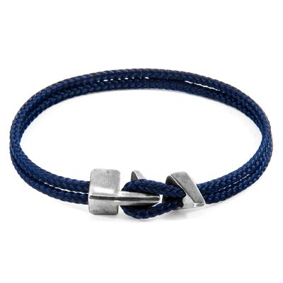 Bracelet en argent et corde Brixham bleu marine