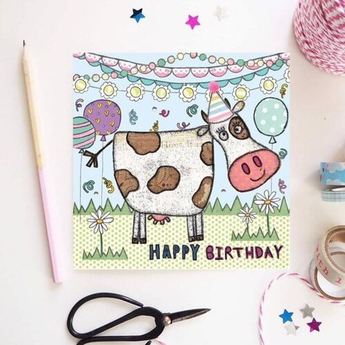 Cow Party Birthday Card