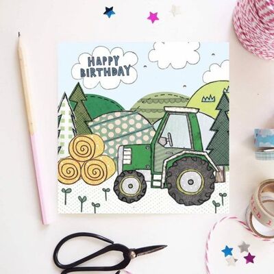 Carte d'anniversaire de tracteur