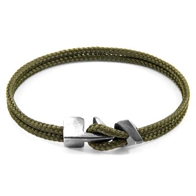 Bracelet en argent et corde Brixham vert kaki