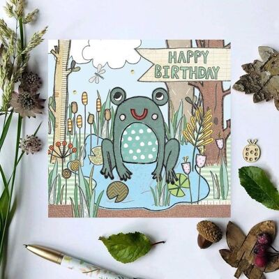 Carte d'anniversaire de grenouille