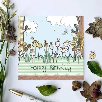 Tarjeta de cumpleaños de Woodland Flower