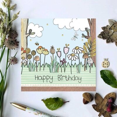 Woodland Flower Birthday Card