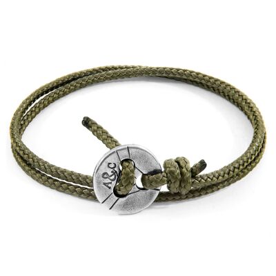 Bracelet Lerwick en argent et corde vert kaki